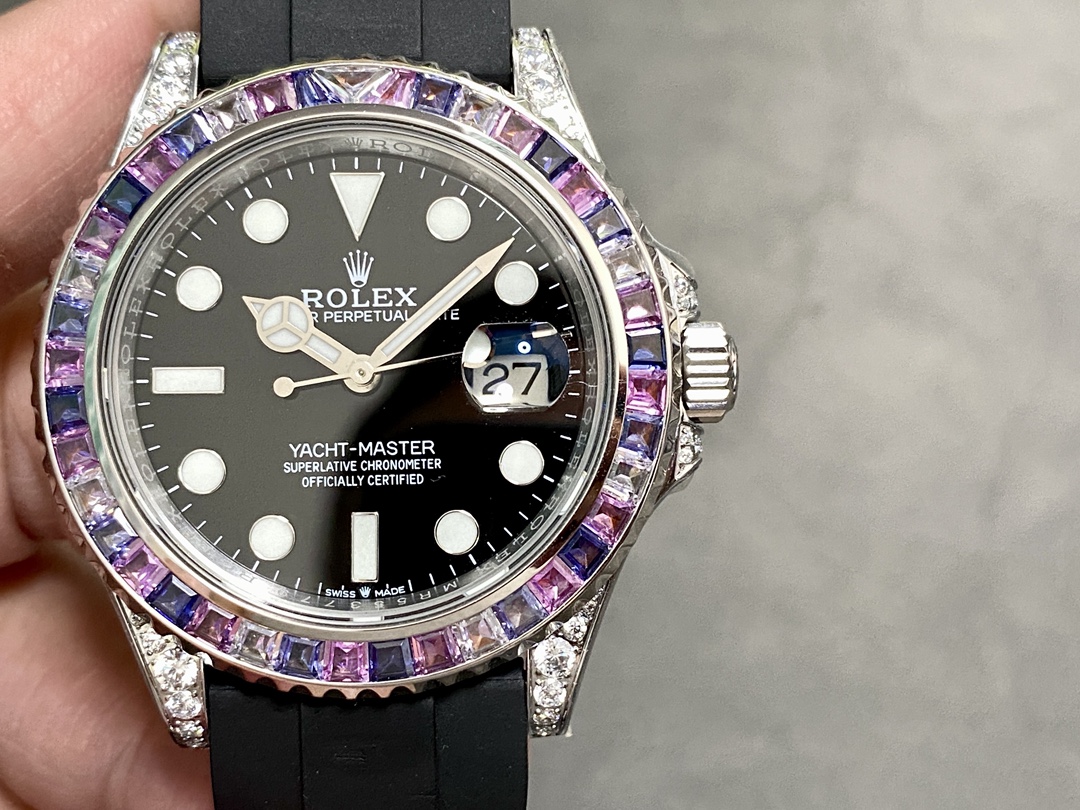Rolex Yacht Master 40 Gem Set 126679SABR 0002 Black Dial Watch